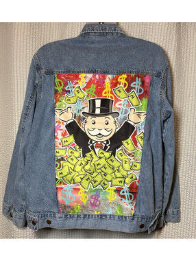 Monopoly Rich Uncle Pennybags Denim Jean Jacket XLarge